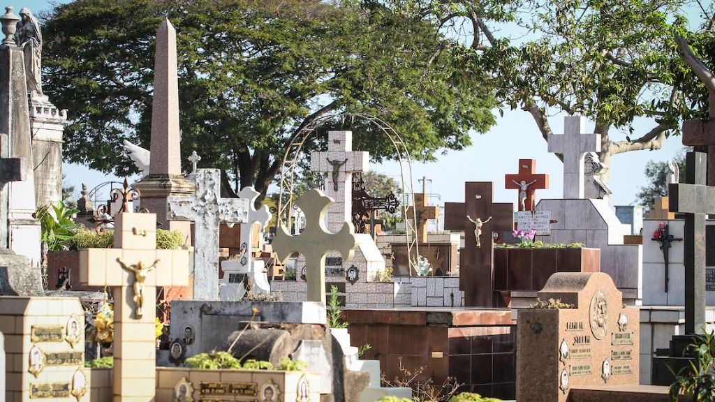 a foto mostra os túmulos do Cemitério da Saudade em Campinas