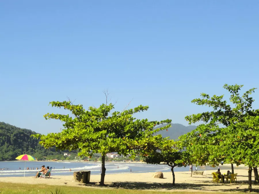 a foto mostra uma das praias impróprias do litoral paulista