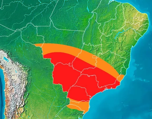 Mapa mostra como a onda de calor vai agir no Brasil (Foto: Divulgação/Climatempo)