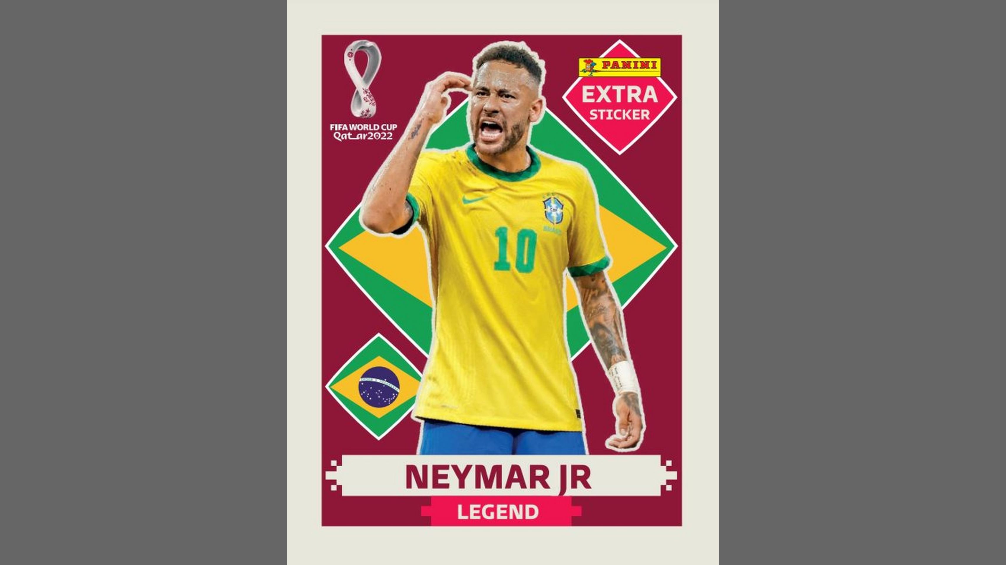 Figurinha Extra Sticker Legend Copa do Mundo Qatar 2022 Neymar